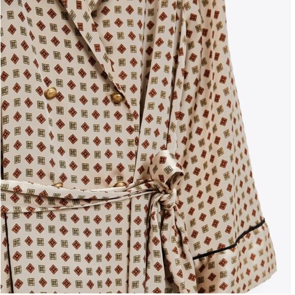ZARA Printed Pajama Blouse Size XS NEW WITH TAG! - Picture 3 of 8